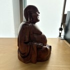 Vintage 8  Hand Carved Chinese Laughing Buddha Wooden Statue Figurine Happy Luck
