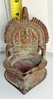 Antique 19th Century Bronze Gaja Lakshmi Hindu Deity Oil Lamp Incense Burner