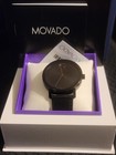 Movado Bold Evolution 2 0 Quartz Black Dial Leather Strap Men s Watch