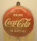 Vintage Coca Cola Coke Metal Button Thermometer Sign Coke 1950   s