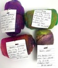 Art By Science Spinning Fiber 100  Silk Caps hankie Hand-dyed  lot Of 4  Ooak