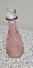 Glass Potion Bottle With Stopper 7  Tall Decorative Hammered Pink Home Decor