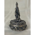 Vintage Seahorse Trinket Box Silver Tone Nautical Shell Pill Box Velvet Lined