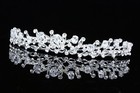 Floral Bridal Headpiece Cz Crystal Rhinestone Prom Wedding Tiara V696