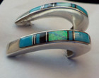 Calvin    Navajo  Multi Stone Inlay Hoop Stud Earrings  Turquoise  Opal  Jet