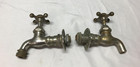 Pair Vtg Hot   Cold Nickel Brass Utility Sink Faucets Parts   Repair 498-24b