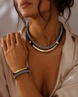 Luxury Statement Necklace Bracelet Set Women Gold Black Fashion Jewelry