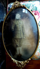 Antique Ww1 American Soldier Tin Gold Ornate Frame Convex Glass 24 x14 