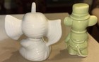 Vintage White Elephant And Green Mouse 3  Figures Represent Luck   Money