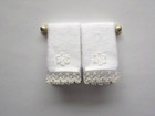 Dollhouse Miniature Handmade Set Of 2 White Bathroom kitchen Towels 1 12 Scale