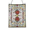Stained Glass Window Panel Victorian 24 4  Tall Handcrafted Tiffany Style Floral