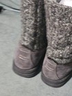 Muk Luks Gray Knit Faux Suede Mid-calf Snow Boots Faux Fur Lined Size 9