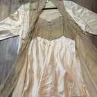 Vtg Isis 100  Silk Light Gold Lacy Short Nightgown Matching Robe Set Sz 12  s m 