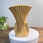 Vintage Pottery Yellow Flared Fan Shape Vase Signed 78