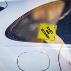 Baby On Board Sign With Suction Cup Car Window Yellow Reflective Warning Sign