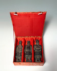 Set Of 3 Chinese Terracotta Warrior 9  Repros  Silk Lined Display  or Gift  Box