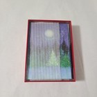 Papyrus Christmas Holiday Cards Tree Under Moon Glitter Open Box - 8 Cards Only