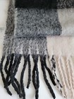 American Eagle Fuzzy Plaid Scarf New Oversized 23x 56 Neutral Colors Boho  New