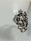 Antique 925 Sterling Silver Art Nouveau Detailed Womens Profile Ring Size 6 25