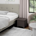 Ottoman With Storage Bench  15-inch Foot Stool Storage Ottoman  Leather  Brown