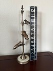 Vintage Brass Tone Metal Hand Clips Glove Letter Holder Stand Mother Of Pearl