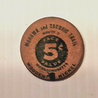 Vintage Mohawk And Taconic Indian Head Wooden Nickel Souvenir Token 5 Cent Value