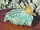 Barovier   Toso Murano Art Glass Bowl Applied Bird On Rim Italian Italy Vintage