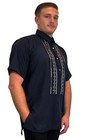 Navy Short Sleeve Cotton Polo Barong Tagalog Order Us Size