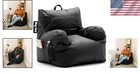 Versatile Large Bean Bag Chair In Black With Drink Holder - Perfect For Gaming