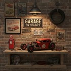 Tin Metal Red Hot Rod Model Racing Car Figurine Garage Office Decor 12 1 2 In