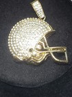 Men s Gold Tone Football Helmet Pendant Imitation Diamond Fashion Jewelry