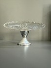 Vtg Duchin Weighted Sterling Silver glass Tidbit Tray pedestal Mini Cake Plate