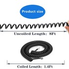 5 Pack 8ft Black Coiled Phone Handset Cord  1 4ft Coiled  Rj9 4p4c  Landline