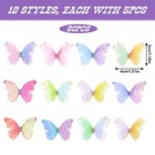 60 Pcs Organza Butterflies For Crafts  3d Fabric Butterfly Appliques  2 Layer   