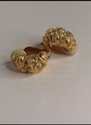 Joan Rivers Vintage Gold Tone Rhinestone Textured Hoop Clip-on Earrings