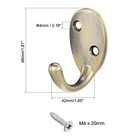 4 Pcs Wall Mounted Hook Robe Hooks Single Coat Hanger  Zinc Alloy  Bronze Tone