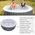 7  Blow Up Hot Tub W 130 Air Jets Heater Cover Electric Pump Portable Pool Gray