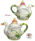 Ceramic Home Accents Duck Shaped Teapot - With Box  small Chip   See Pictures 