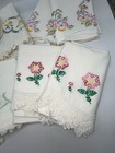 Lot Of 4 Pairs Hand Embroidered Floral Pillowcases Beautiful   2d