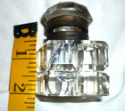 Antique Cut Glass Inkwell Ink Bottle Hinged Lid Victorian Vintage