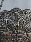 Vintage Sterling Silver Hanging Oval Ropousse Turkish Wedding Mirror