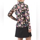 Nwt Ibkul Long Sleeve Kinsley Golf Tennis Shirt Size L  mock Zip Pullover Upf 50