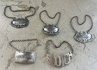 5 Vintage Sterling Liquor Labels Decanter Tags Lot Bourbon Scotch Port Gin