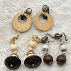 Vintage Clip On Earring Jewelry Lot 3 Pairs Ethnic Tribal Boho