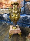 Antique Rare 1900 s Pair Of French Spelter Marble Mantel Urns Vases Cherubs Real