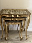 Vintage Florentine Hollywood Regency Italian Gold Gilt Nesting Stacking Tables 