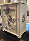 Upcycled Jewelry Box Armoire Painted Shabby Chic Floral Cottagecore Boho Ooak