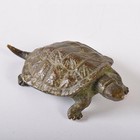 Antique Japanese Bronze Statue Turtle Small Meiji Period Animal Figurine 2 2 In