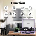 Record Player 3 Speed Vinyl With Bluetooth Vintage Turntable Built In Battery   