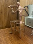 Vintage Bronze Seated Violin Player Art Figure Signed